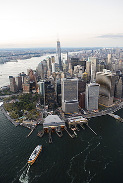 Aerial view of Lower Manhattan and One World Trade Center, New York, New York