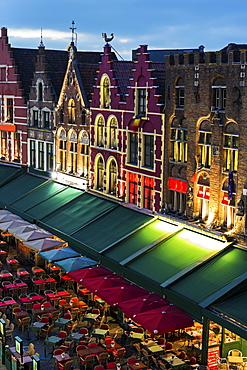 Town square at night, Belgium, Flemish Region, Bruges