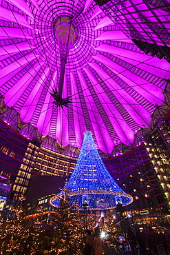 Illuminated dome of Sony Center, Germany, Berlin, Sony Center, Christmas time