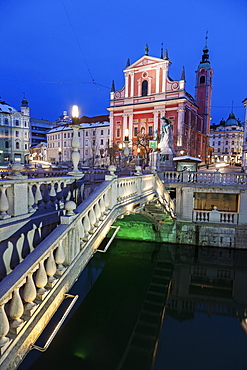 Franciscan Church and Triple Bridge, Slovenia, Ljubljana, Franciscan Church, Triple Bridge