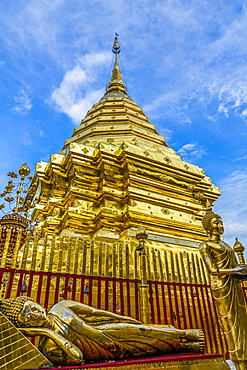 Statues of Buddha by wat in Bangkok, Thailand