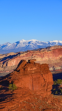 Rock formations and mountain landscape in Capitol Reef National Park, USA