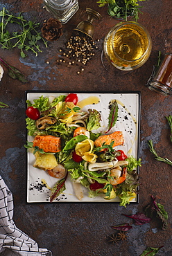 Seafood salad with white wine