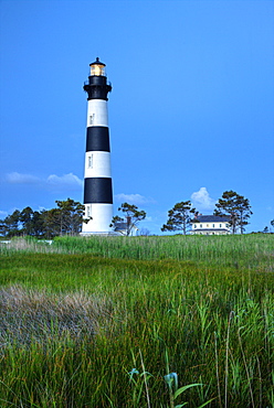 Bodi Island Lighthouse at sunset in North Carolina, USA