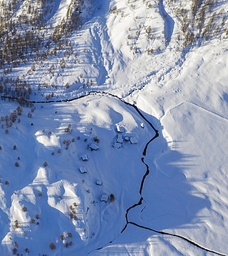 Switzerland, Canton Wallis, Simplon pass, Mountains on sunny day in winter