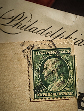 Postage stamp with Benjamin Franklin