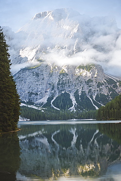 Italy, Landscape with Pragser Wildsee in Dolomites