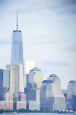 United States, New Jersey, Hoboken, Downtown skyscrapers with One World Trade Center