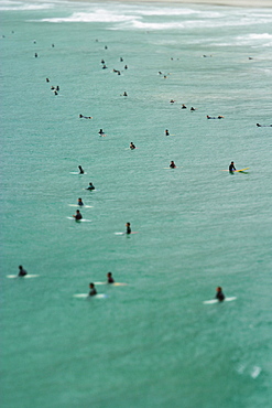 Surfers in sea, Matadeiro beach, Florianopolis, State of Santa Catarina, Brazil