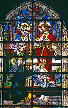 Stained glass window in Spanish church