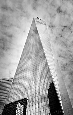 USA, New York, New York, Low angle view of One World Trade Center