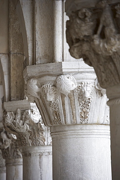 Column detail of the Doges' Palace Venice Italy