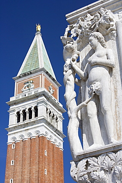 Eve in Garden of Eden Doges' Palace with Campanile at Piazza San Marco Venice Italy