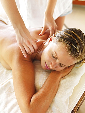 Woman getting massage in spa