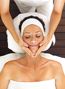 Woman relaxing in spa