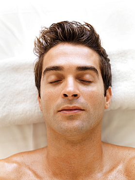 Man relaxing in spa