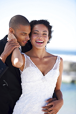 Portrait of newlywed couple