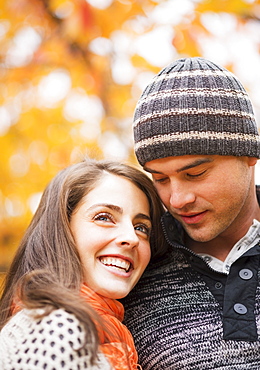 Portrait of couple in Central Park, USA, New York State, New York City