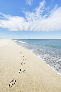 Footprints on sandy beach