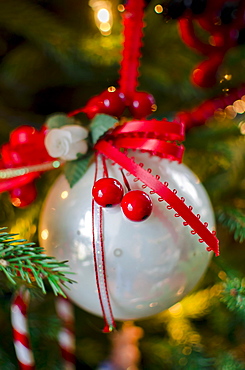 Close up of Christmas tree with decorations