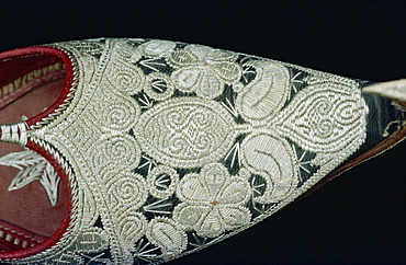 Close-up of khusa (man's shoe), worn on festive occasions by Gujjar tribes, Pakistan, Asia