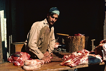 Meat stall, Mingora, Swat, Pakistan, Asia