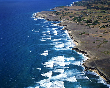 Aerial of coastline, Barbados, West Indies, Caribbean, Central America