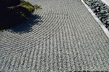 Raked stones, Byodin Temple, near Kyoto, Japan, Asia