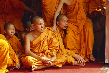 Buddhist monks near Chiang Mai, Thailand, Southeast Asia, Asia