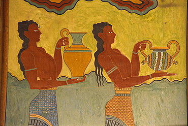 Fresco detail, Knossos, Crete, Greece, Europe