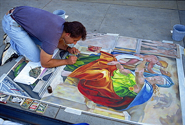 Sidewalk artist, Santa Monica, California, United States of America, North America