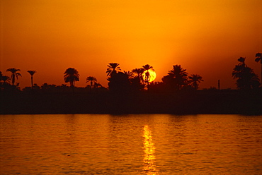 Sunset on the Nile, Luxor, Egypt, North Africa, Africa