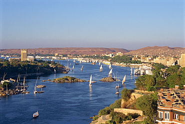 View from the New Cataract Hotel of the River Nile at Aswan, Egypt, North Africa, Africa