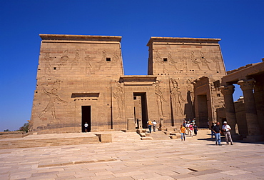 Temple at Philae, moved when the Aswan High Dam was built, near Aswan, Nubia, Egypt, North Africa, Africa