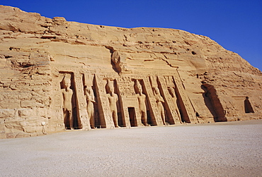 Temple of Hathor in honour of Nefretare, was moved when Aswan High Dam was built, Abu Simbel, Egypt, North Africa