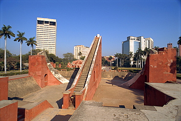 The Jantar Mantar, one of five observatories built by Jai Singh II in 1724, Delhi, India, Asia