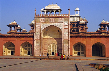 The Moghul emperor Akbar the Great's Mausoleum, built in 1602, at Sikandra, Agra, Uttar Pradesh, India