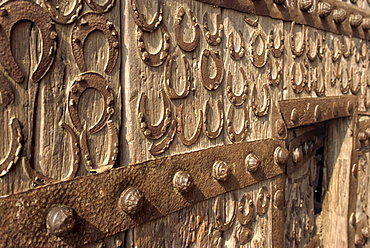 Horseshoes on wall at Fatehpur Sikri, built by Akbar in 1570, Uttar Pradesh state, India, Asia