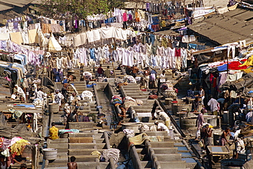 Dhobi or laundry ghats, Mumbai (Bombay), India, Asia