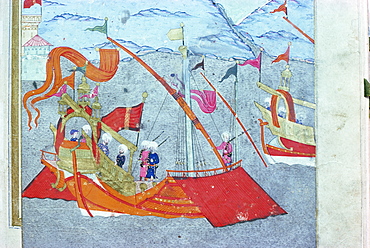 Islamic manuscript showing ships at sea