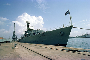 Ship in the port of Karachi, Pakistan, Asia