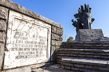 Sculpture commemorating fallen soldiers at the Yugoslav Front, Memorial Park to the Uprising and the Revolution, Grahovo, Montenegro, Europe 