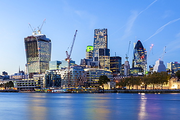 The City of London skyline with the Gherkin on the right and 'The Walkie-Talkie' on the left, London, England, United Kingdom, Europe