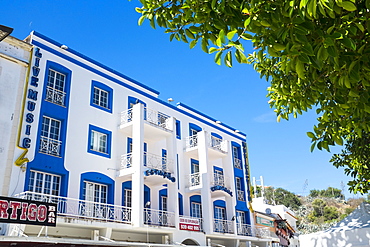 Art deco inspired building in the Old Town, Albufeira, Algarve, Portugal, Europe