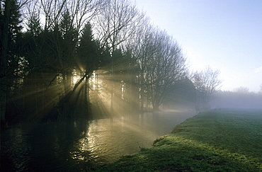 River Evenlode at dawn, UK