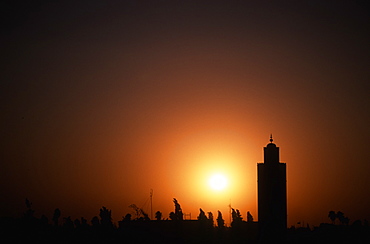 Silhouette of Koutoubia Mosque, Marrakesh, Morocco