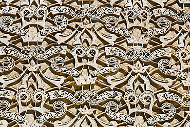 Architectural detail at Ben Youssef Medersa, Marrakesh, Morocco