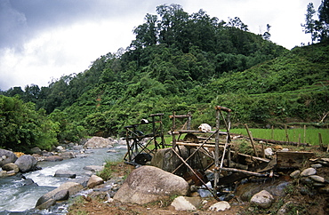 Electical dynamo in rice paddy, Gunung Halimun National Park, West Java, Indonesia