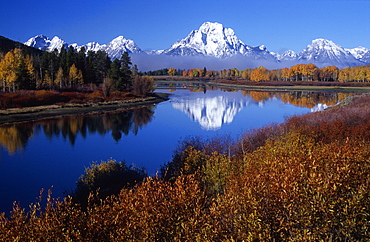 Grand Teton National Park from Oxbow bend of Snake River, Wyoming, USA