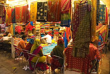 Women shopping for saris, Jaipur, Rajasthan, India